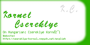 kornel csereklye business card